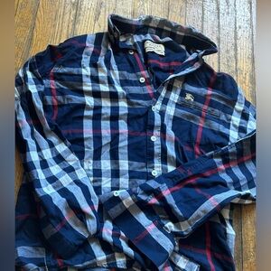 Burberry Blue and Red Casual Button Down Shirt